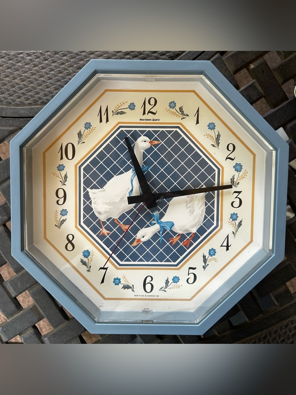 Vintage 80’s New Haven Octagon Goose Wall Clock 10”